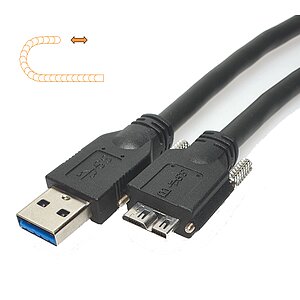 Schleppkettentaugliches USB3.0 Kabel USB-A-m nach USB-Micro-B 2xSchraube USB3.0 5Gbit 15W 2.000mm