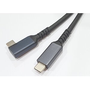 Typ-C-Kabel mit 90 Winkelstecker Typ-C gewinkelt 90-12-m nach Typ-C-m USB3.2 10Gbit 100W 1.000mm
