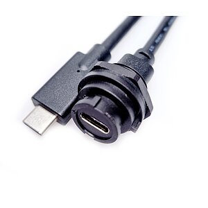 Typ-C-Kabel mit Bajonettverschlu Typ-C IP67 Panel female Bajonett nach Typ-C-m USB3.2 5Gbit 60W max. 1.000mm