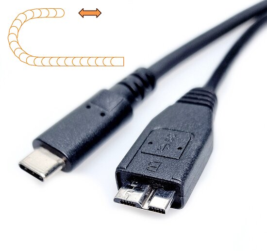 Bild 1 - Dragchain Type-C-Micro-B Adapter Cable Type-C-m to  USB-Micro-B USB3.2 5Gbit 15W max. 3.000mm
