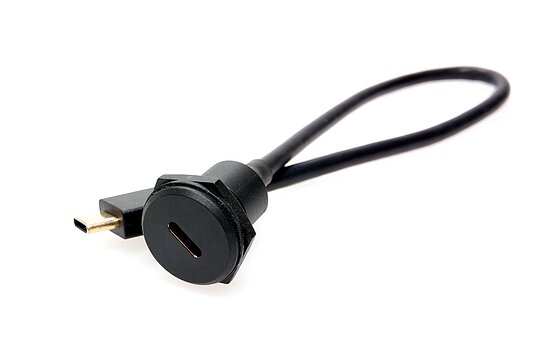Bild 1 - Type-C Panel Connector with Cable PVC IP67  USB 3.1 10Gbit/sec. 300mm