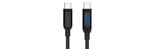 Bild 1 - Typ-C-Charging Cable with Display for Powerconsumption TypC to TypC 5A/20V/100W USB2.0 blue Display passiv RoHS/REACH