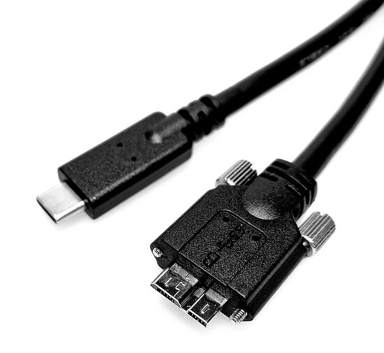 Bild 1 - Typ-C-Micro-B Adapterkabel Typ-C-m nach  USB-Micro-B 2xSchraube USB3.2 5Gbit 15W max. 3.000mm