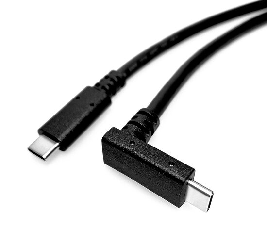 Bild 1 - USB-4-Cable with 90° right Angle Connector Type-C right angle 90°-26-m to Type-C-m USB4 + Thunderbolt 20Gbit 100W 1000mm