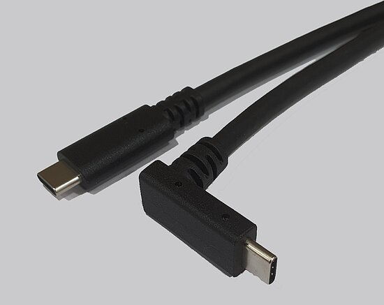 Bild 1 - USB-4-Kabel mit 90 Winkelstecker Typ-C gewinkelt 90-26-m nach Typ-C-m USB4 + Thunderbolt 20Gbit 100W 600mm
