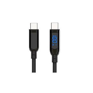 Type-C-Charging Cable with Display for Powerconsumption TypC to TypC 5A/20V/100W USB2.0 blue Display passiv RoHS/REACH