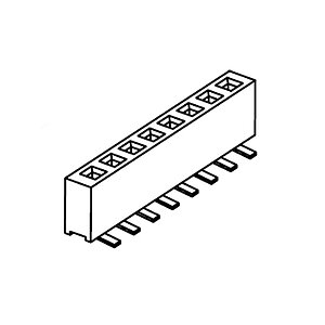 Female Header 1.0 mm pitch single row SMD straight Top Entry