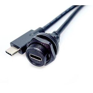 Typ-C Kabel fr Gehusewandmontage IP67 Typ-C IP67 Panel female Schraubverriegelung nach Typ-C-m USB3.2 5Gbit 60W 500mm