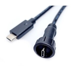 Typ-C-Kabel mit Bajonettverschlu Typ-C IP67 Panel male Bajonett nach Typ-C-m USB3.2 5Gbit 60W 1.000mm